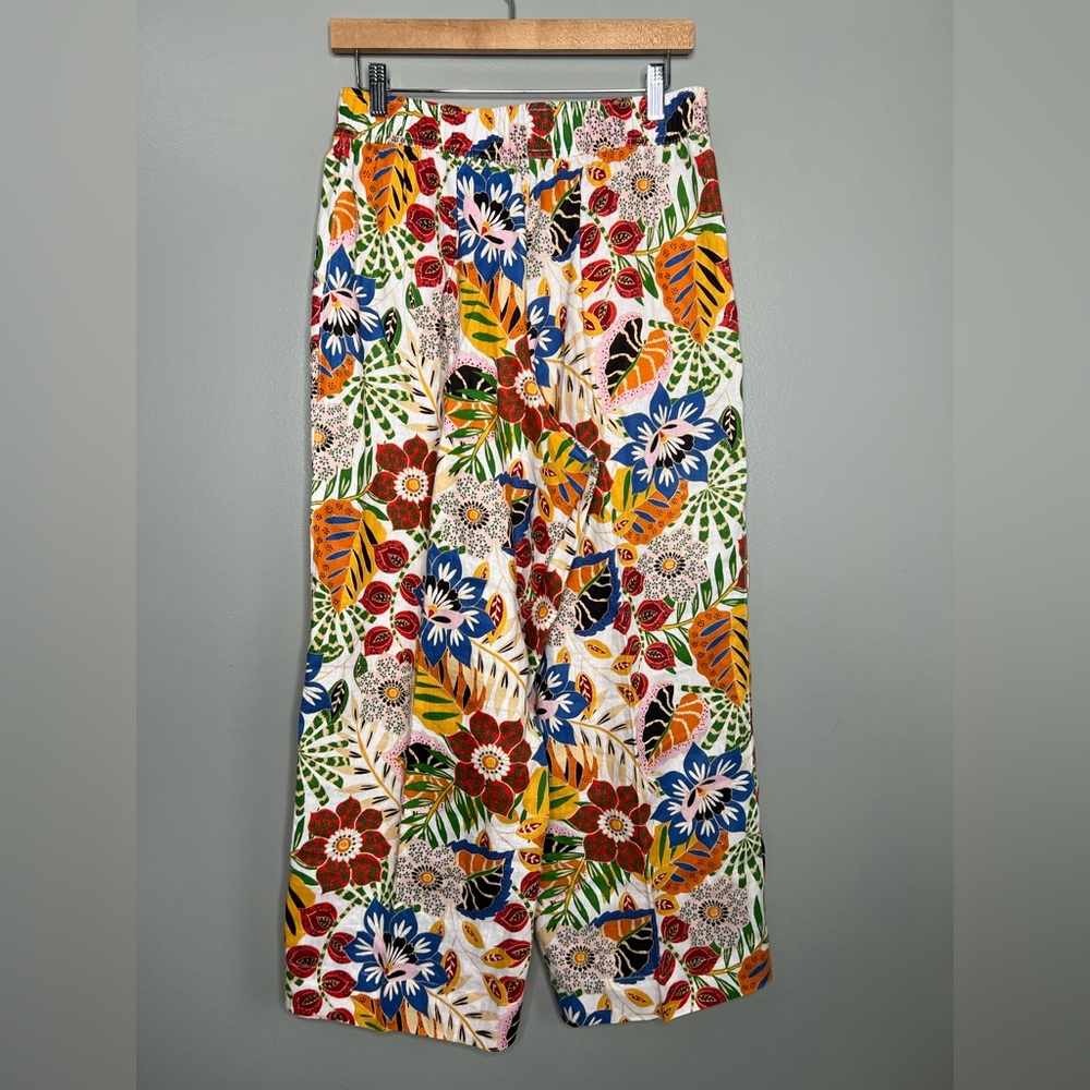 C & C California linen pants bright floral pull on ankle relaxed maximalist - Picture 5 of 5